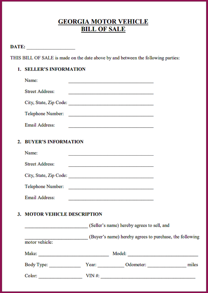 ATC Bill of Sale Georgia