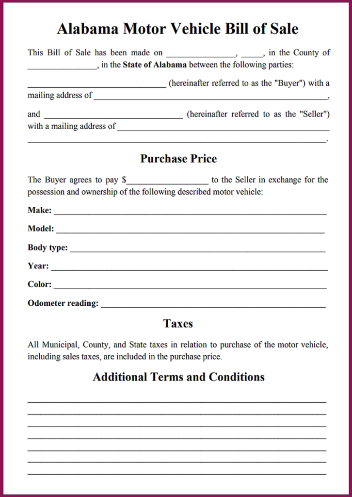 ATV Bill of Sale Georgia