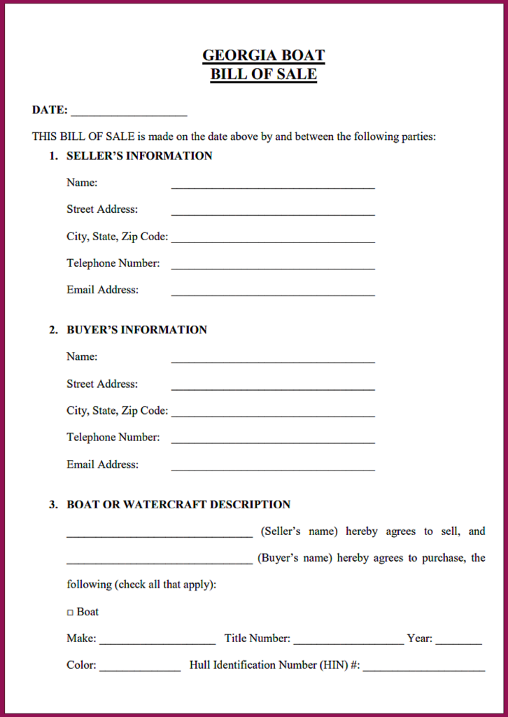 Georgia Boat Bill of Sale